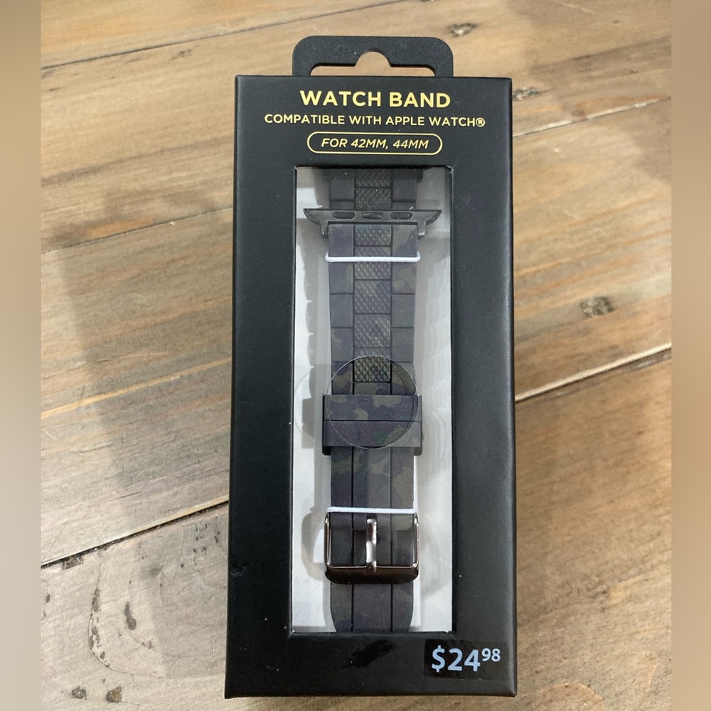 American Exchange Mens Rubber Watch Strap Compatible w/ 42mm 44mm Apple Watch